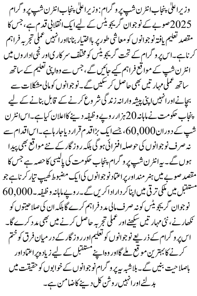 CM Punjab Internship Program 2025 Gives Graduates Rs60,000 Per Month With Training Know Full Details