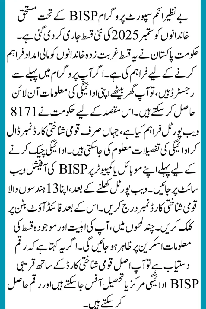 Complete Guide To Check BISP 8171 September 2025 Payment Via Online Portal  Step by Step